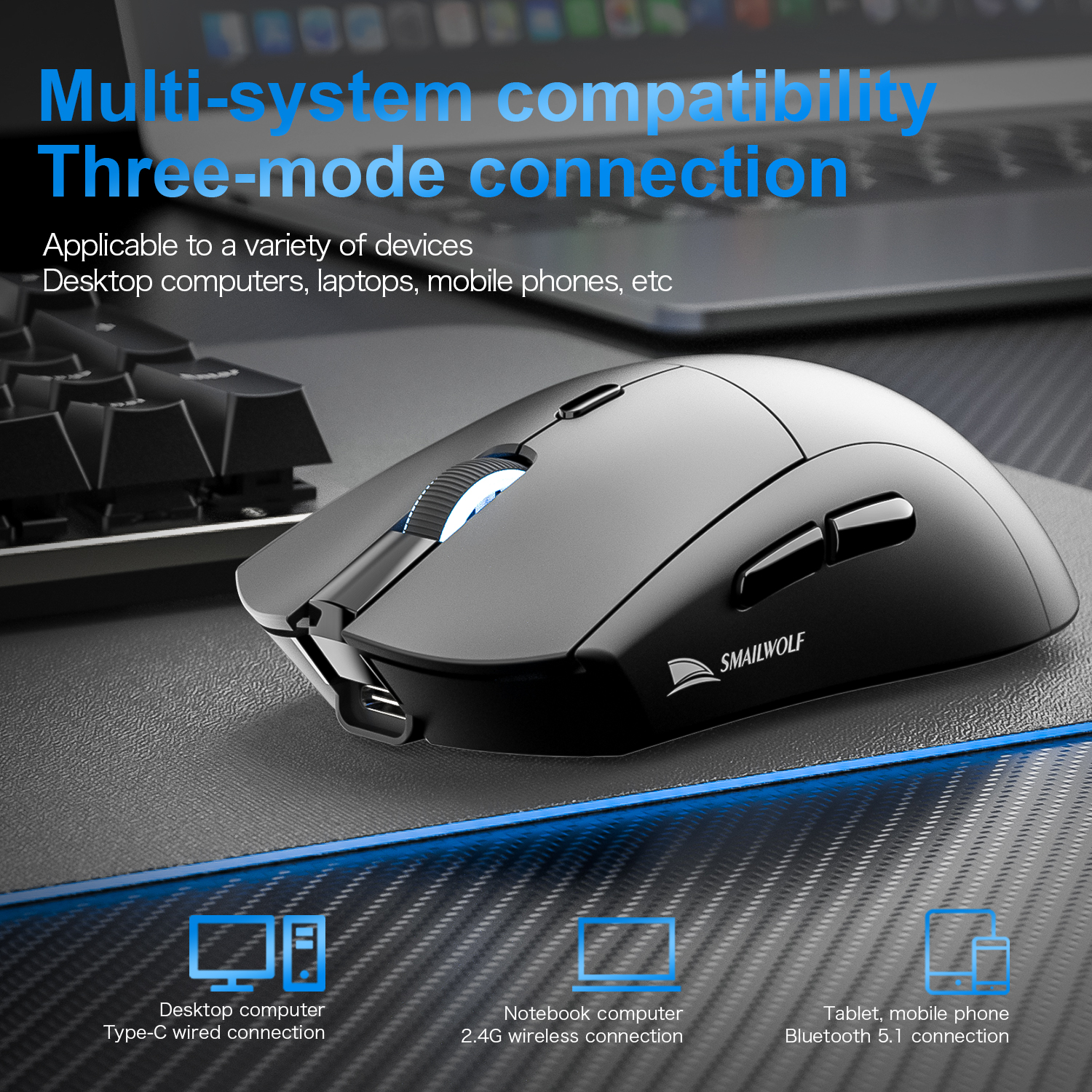 SMAILWOLF RS7 Bluetooth wirele - Esports Gaming Mouse Wireless ulasan dan harga