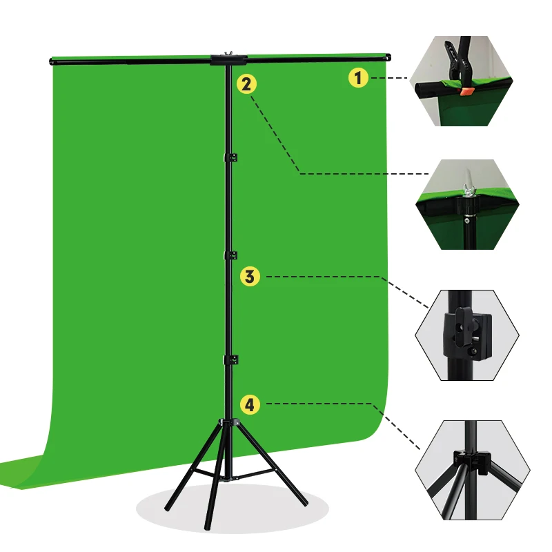 T-Shape Backdrop Stand Kit wit - Green Screen Collapsible ulasan dan harga