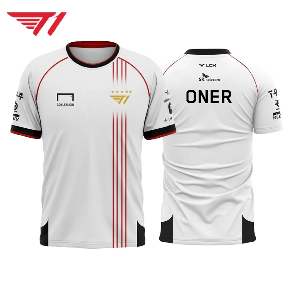 T1 Esports Jersey – White & Re - Esports Gaming League ulasan dan harga