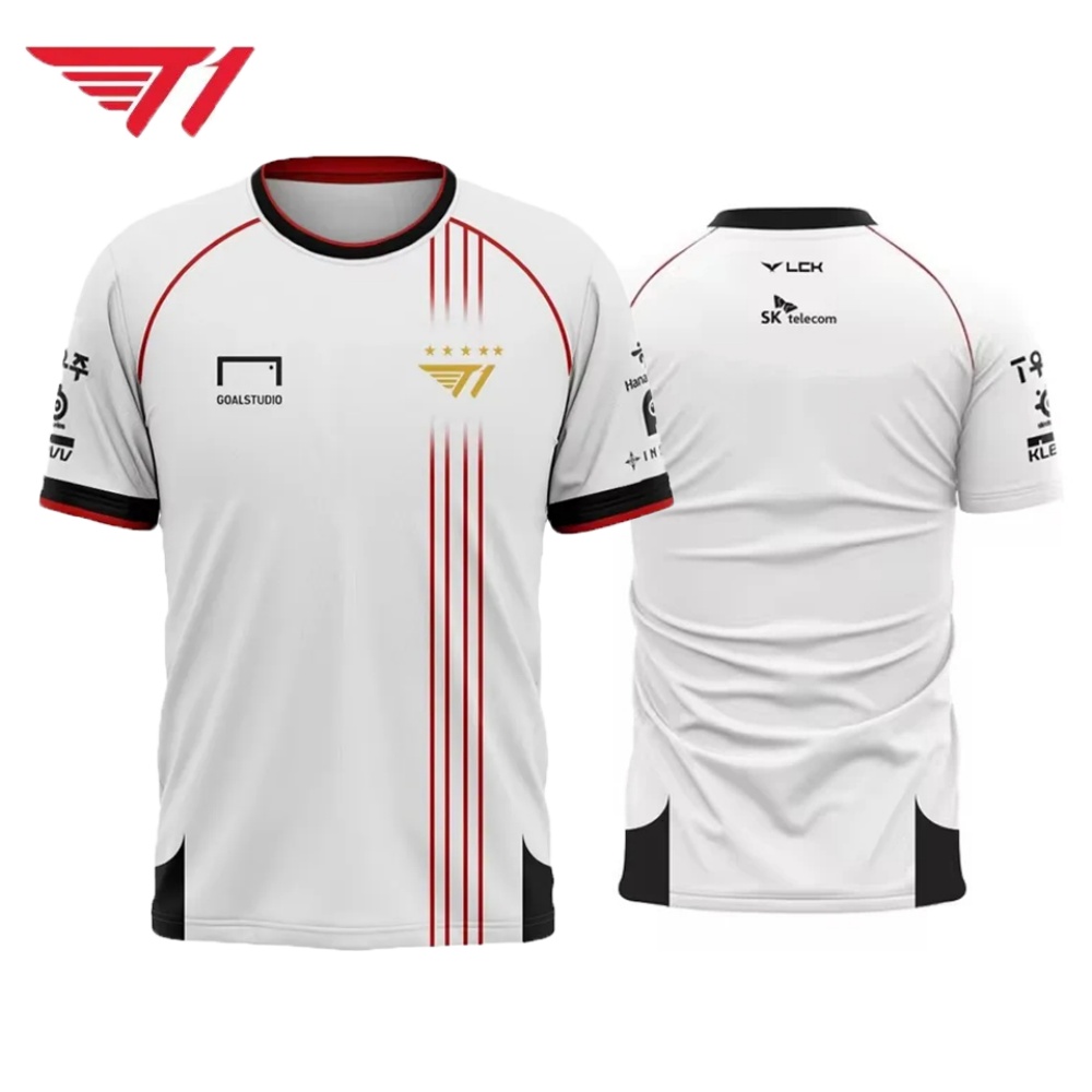 T1 Esports Jersey – White & Re - Esports Gaming League ulasan dan harga