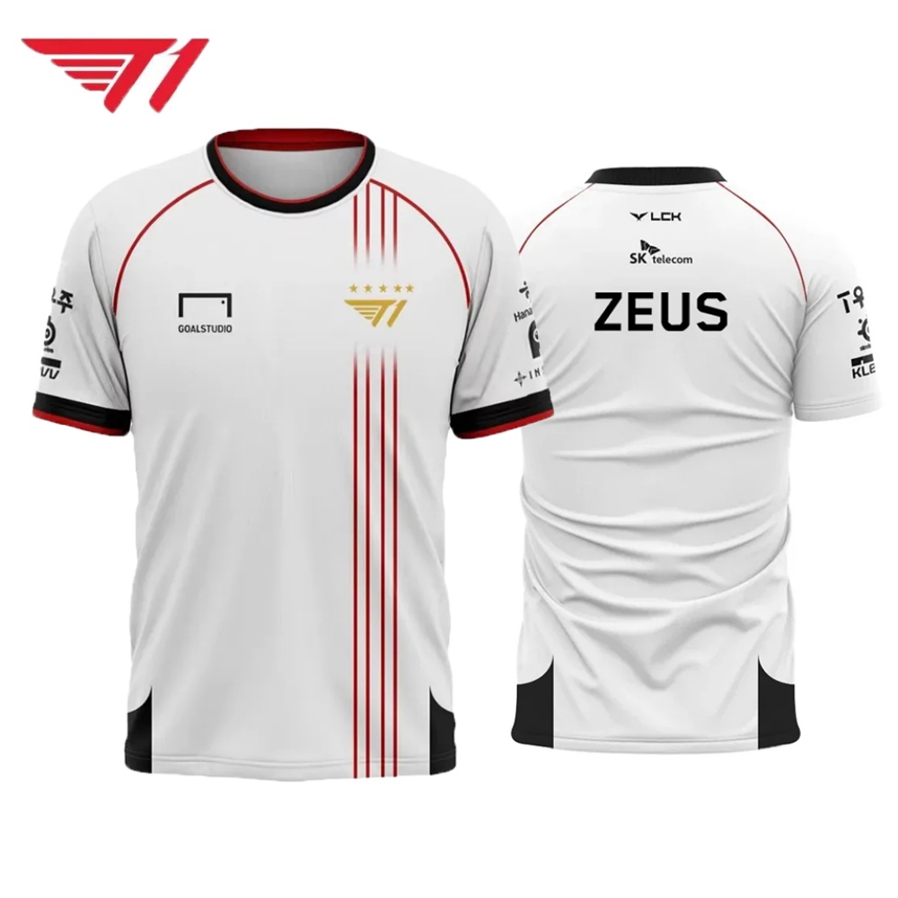 T1 Esports Jersey – White & Re - Esports Gaming League ulasan dan harga