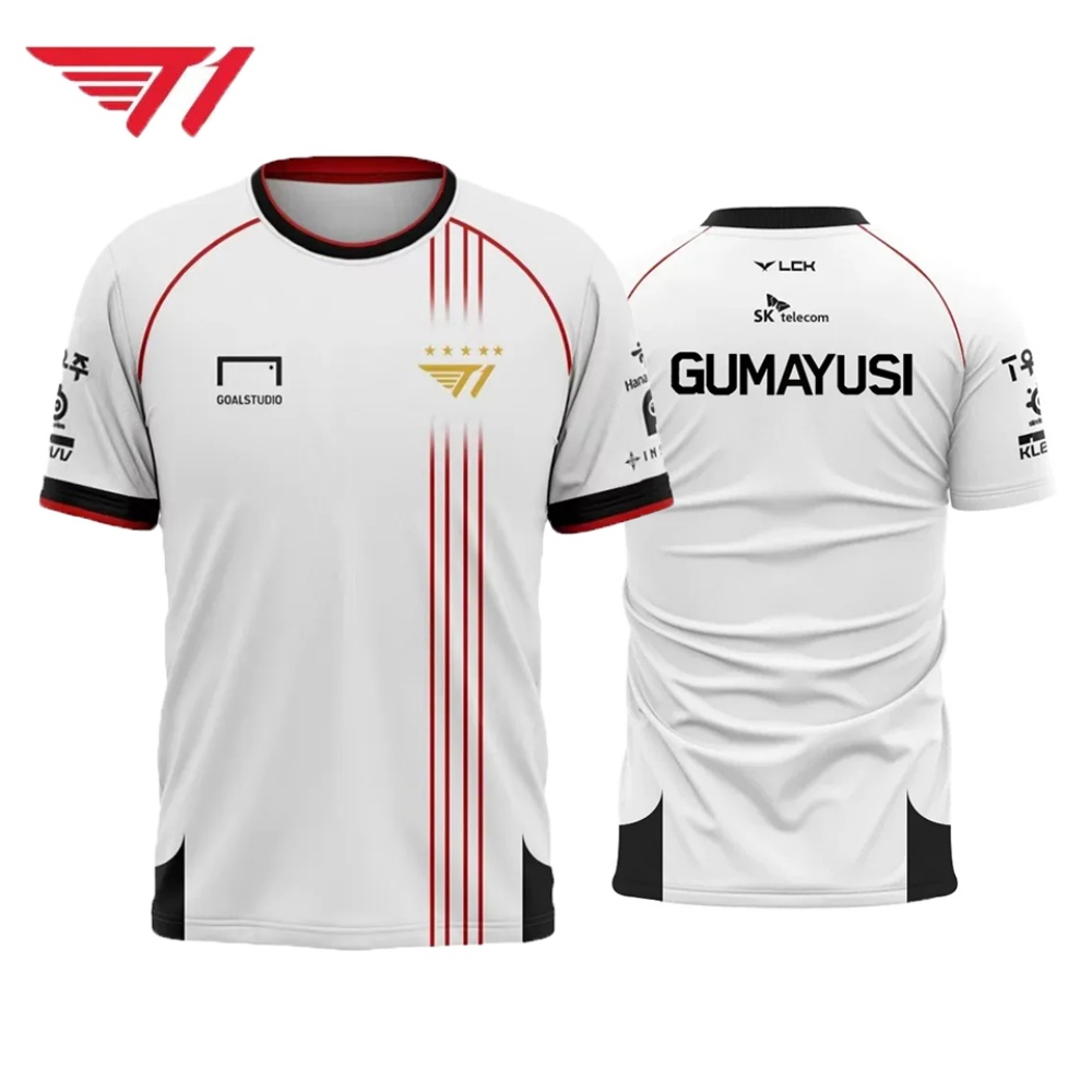 T1 Esports Jersey – White & Re - Esports Gaming League ulasan dan harga
