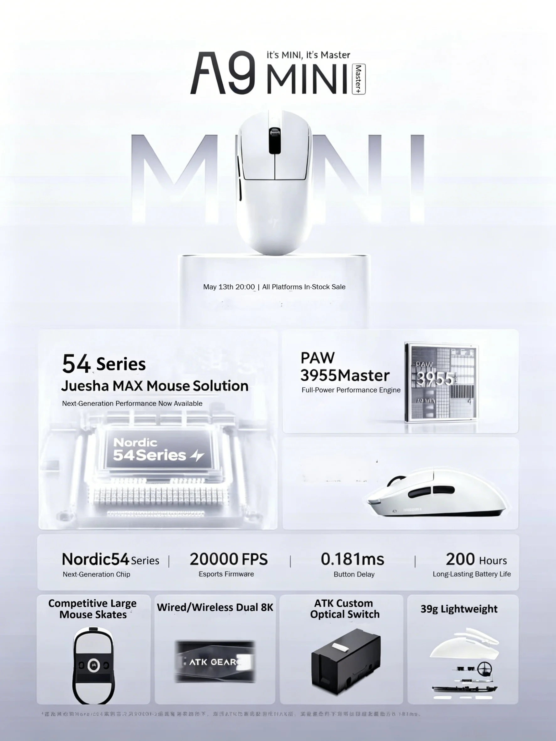 ATK A9 Mini Master Plus PAW395 - Esports Gaming Mouse Wireless ulasan dan harga