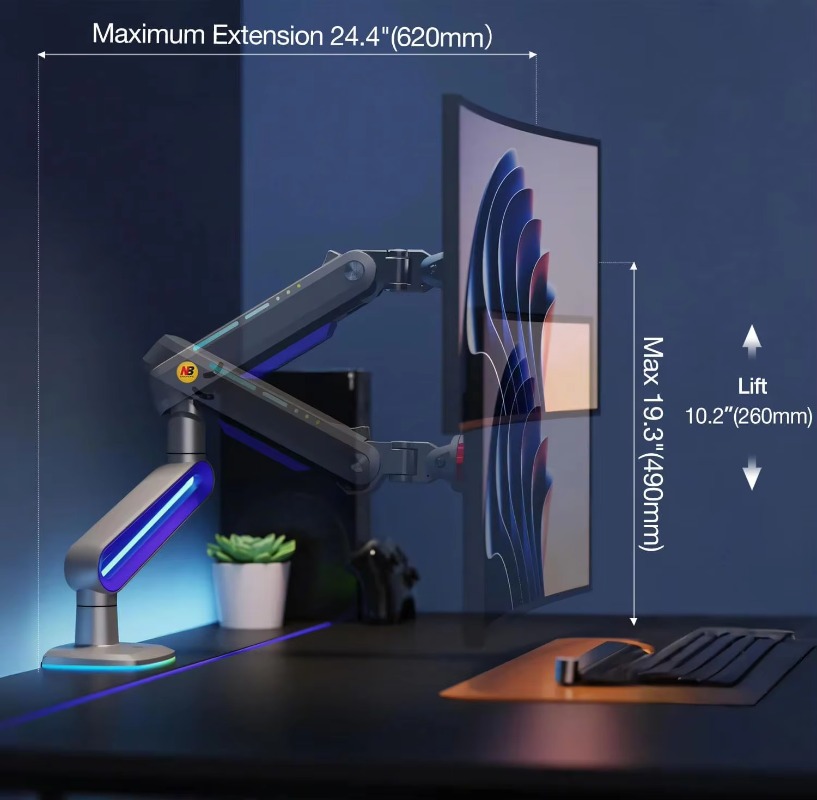 ERGONOMIC Gaming Monitor Arm f - Gaming Monitor Curved ulasan dan harga